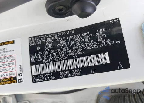 2011 Toyota 4Runner Sr5 V6 from USA, damaged, VIN JTEZU5JR2B5022878